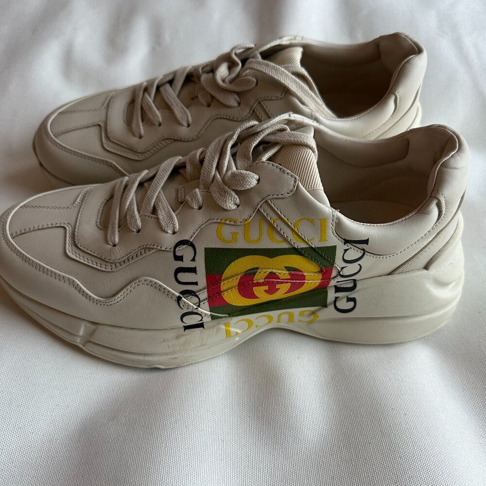 GUCCI  Leather Printed Athletic Sneakers | Men’s Size: 8